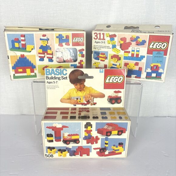 3x Lego Legos Basic Building Sets 508 311 Vintage 1984 1985 130 pc